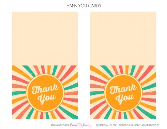  Free Retro Summer Printables - Thank you Cards 