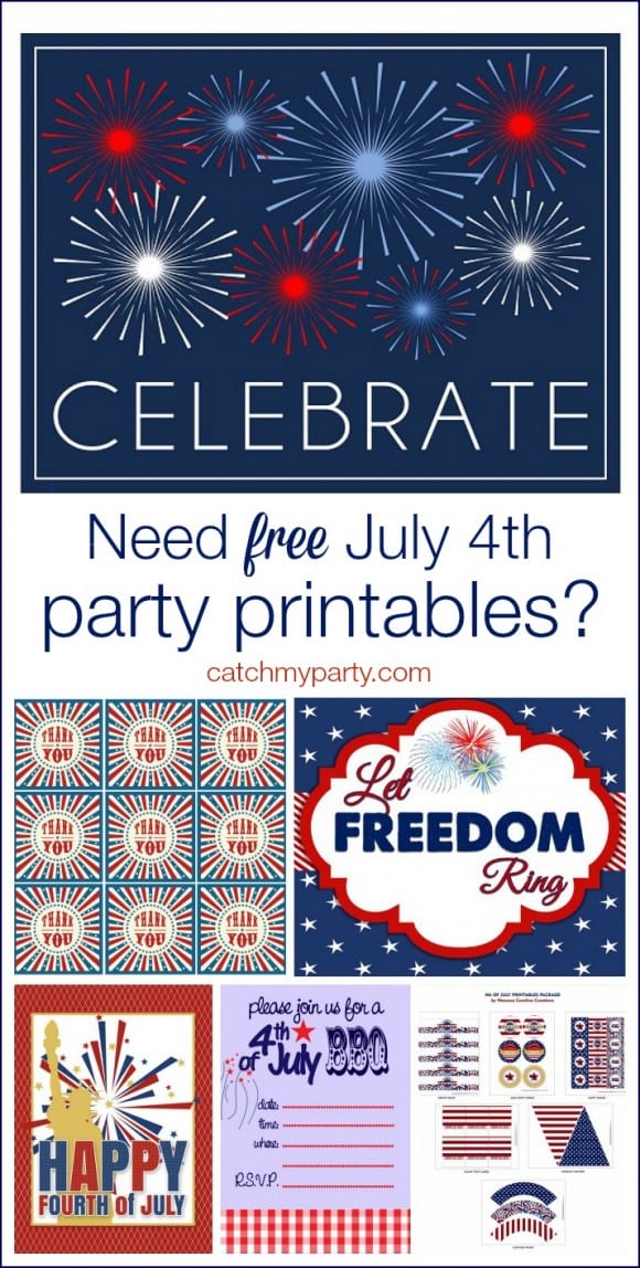 Free July 4th BBQ Party Printables | CatchMyParty.com