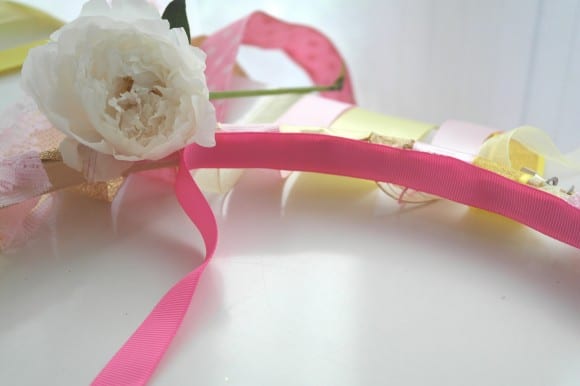 Feminine ribbon chandelier DIY tutorial, great party decor! | CatchMyParty.com