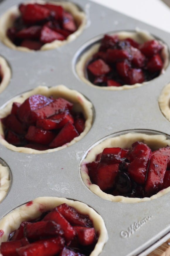 Peach Blueberry Muffin Tin Pies | CatchMyParty.com