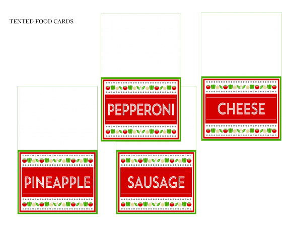 Free Pizza Party Printable Topping Labels | CatchMyParty.com