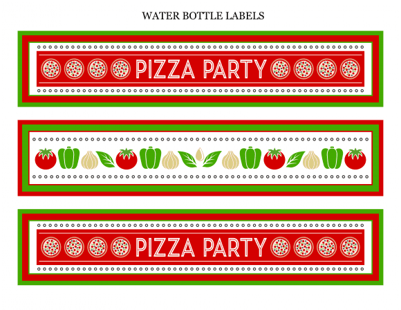 Free Pizza Party Printable Water Bottle Labels | CatchMyParty.com