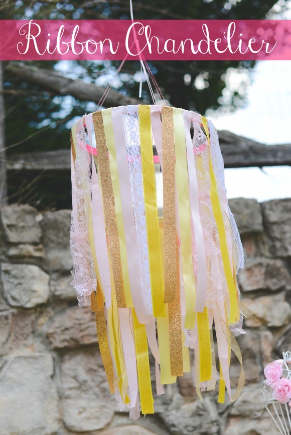 Feminine ribbon chandelier DIY tutorial, great party decor! | CatchMyParty.com