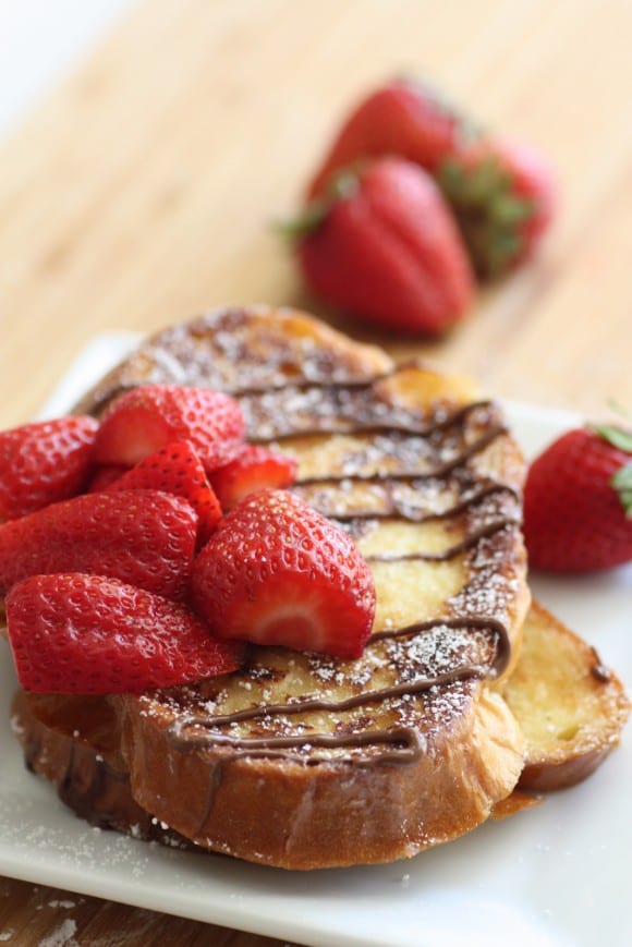 Challah French Toast Recipe with Nutella and Strawberries | CatchMyParty.com
