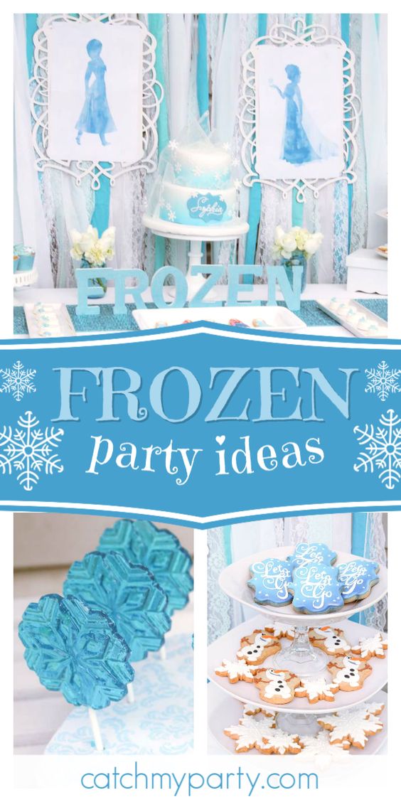 Collage of a Feminine Frozen Birthday Party