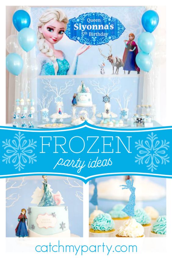 Collage of a Delicate Frozen Birthday Party