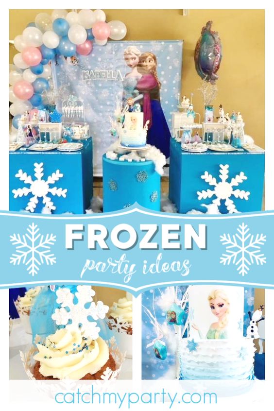 Collage of a Frozen Snowflake Birthday Party