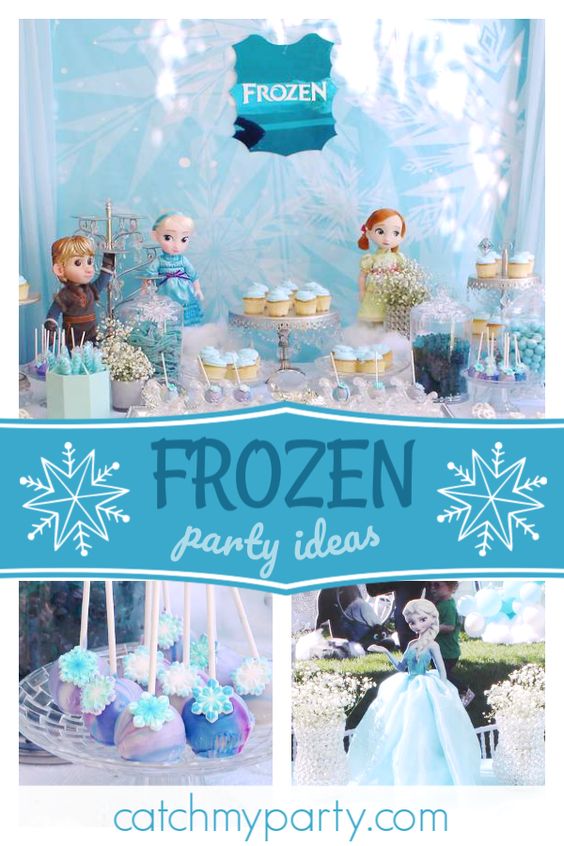 Collage of a Baby Doll Frozen Birthday Party