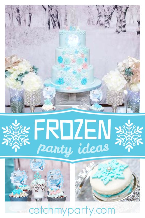 Collage of a Winter Wonderland Frozen Birthday Party