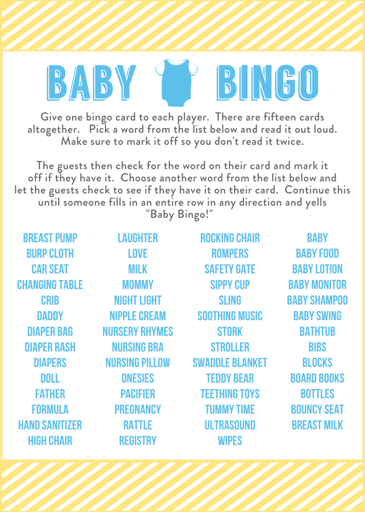 Free Baby Shower Bingo Printable Cards For A Boy Baby Shower Catch My