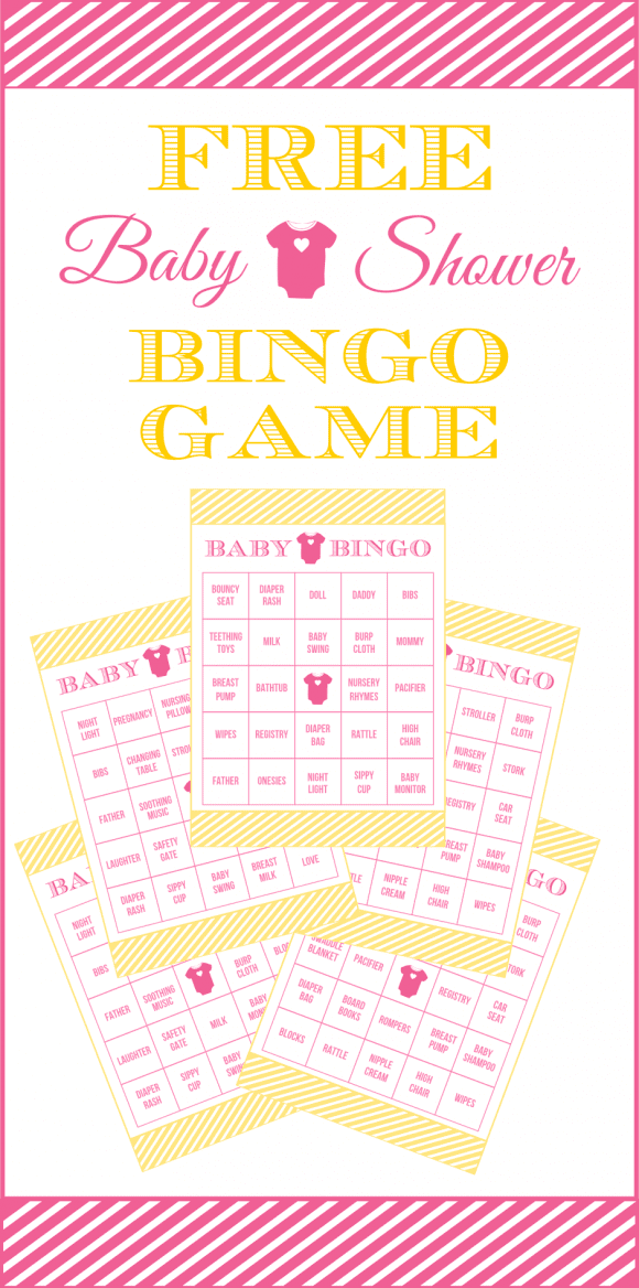 Free Baby Shower Bingo Printable Cards for a Girl Baby Shower | CatchMyParty.com