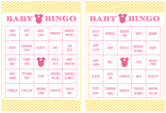 Free Printable Baby Shower Bingo Cards for Girls by CatchMyParty.com