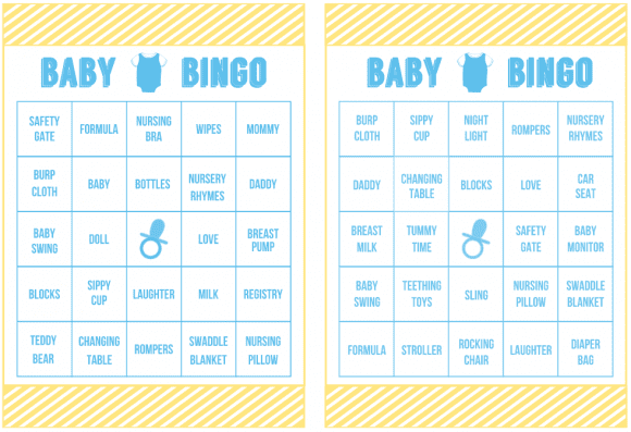 Free Baby Shower Bingo Printable Cards for a Boy | CatchMyParty.com