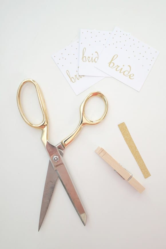 DIY Glittered Clothespin Place Card Holders | CatchMyParty.com