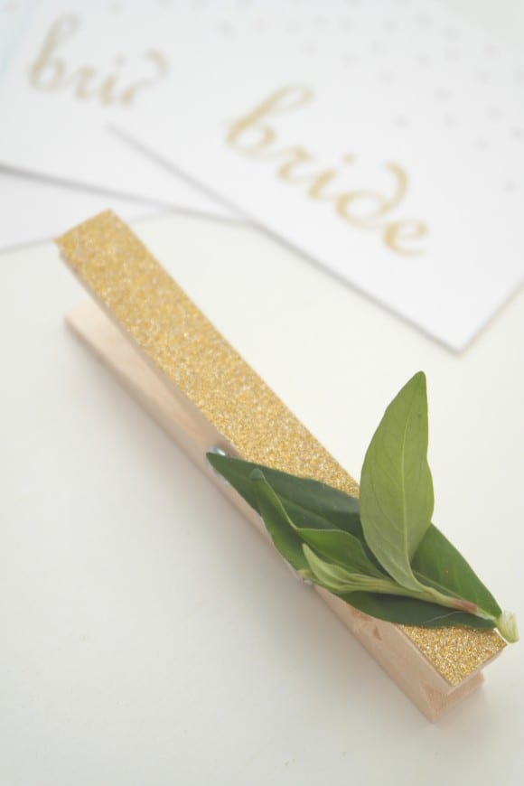 DIY Glittered Clothespin Place Card Holders | CatchMyParty.com