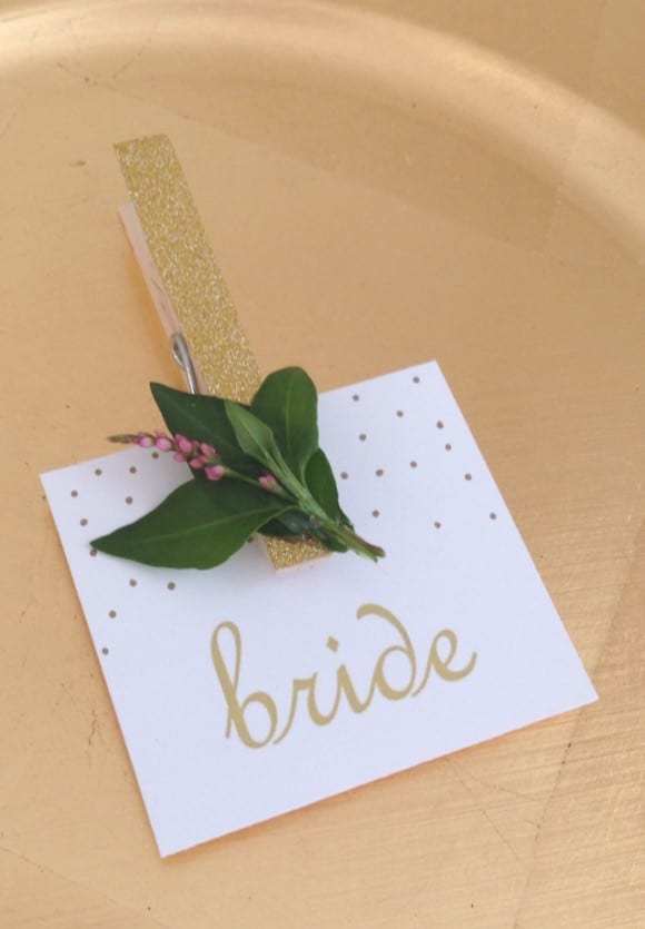 DIY Glittered Clothespin Place Card Holders | CatchMyParty.com