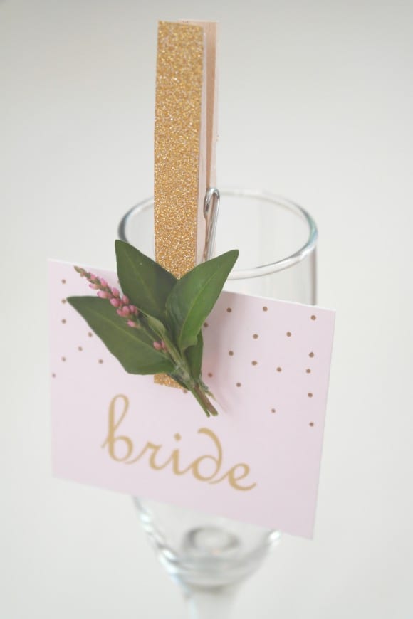 DIY Glittered Clothespin Place Card Holders | CatchMyParty.com