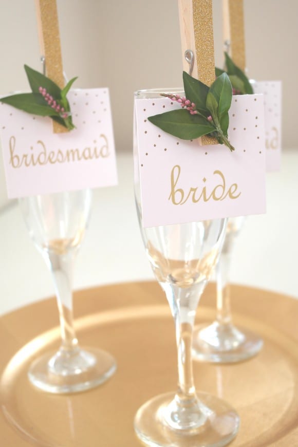 DIY Glittered Clothespin Place Card Holders | CatchMyParty.com