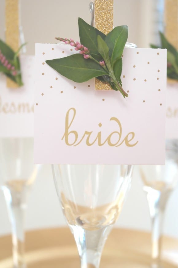 DIY Glittered Clothespin Place Card Holders | CatchMyParty.com