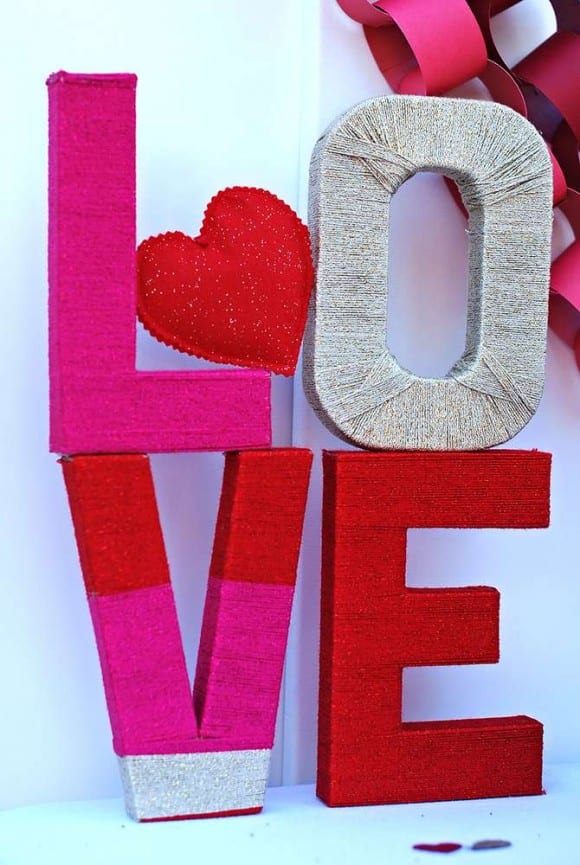 Yarn Wrapped "Love" Letters | CatchMyParty.com