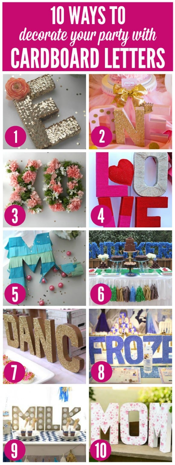 10 great ideas for decorating your parties with cardboard letters | CatchMyParty.com