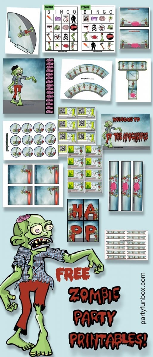 Free printables for your Halloween zombie party! See more party printables at CatchMyParty.com.
