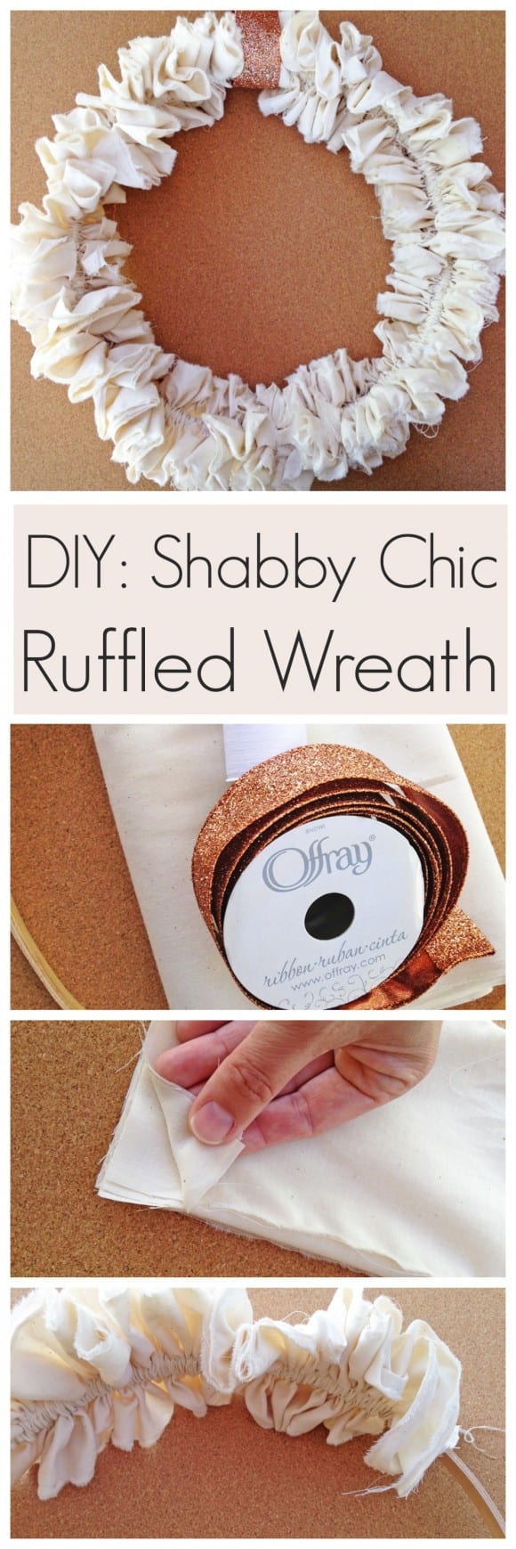 Shabby Chic Ruffled Wreath DIY | CatchMyParty.com