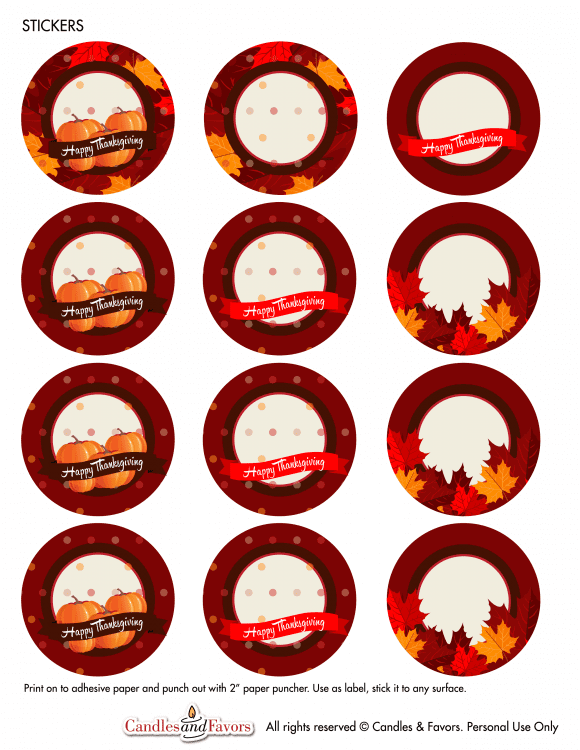 Free printable Thanksgiving stickers | CatchMyParty.com