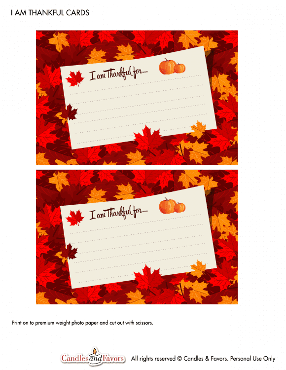 Free printable Thanksgiving thankful cards | CatchMyParty.com