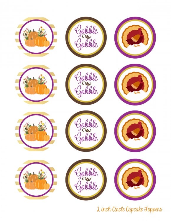 Free Thanksgiving Printable cupcake toppers | CatchMyParty.com