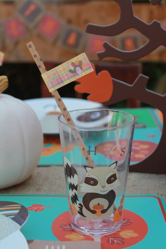 Thanksgiving Kid's Table Ideas Straw Flag | CatchMyParty.com