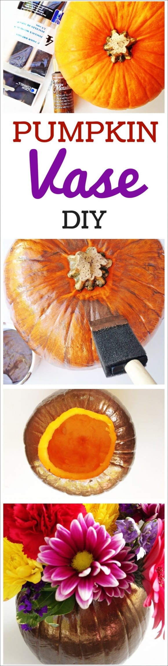 Pumpkin vase DIY for Thanksgiving | CatchMyParty.com
