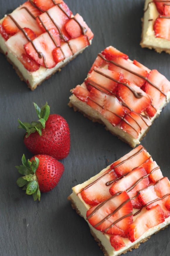 Strawberry Nutella Cheesecake Squares Recipe | CatchMyParty.com