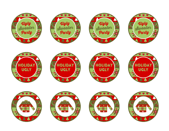 Free Ugly Sweater Party Printable Cupcake Toppers