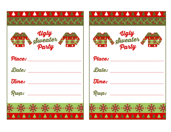Free Ugly Sweater Party Printable Invitations