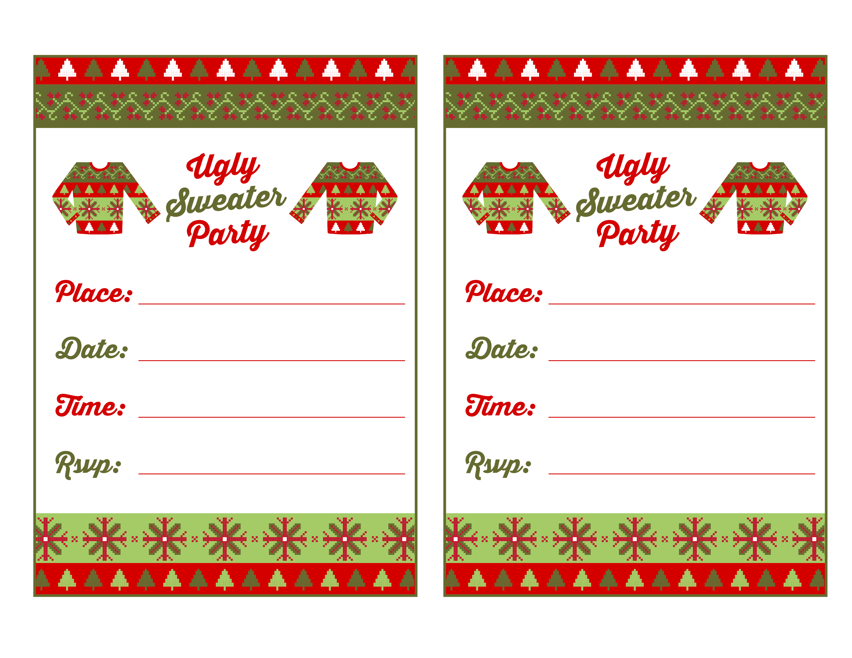 Printable Ugly Sweater Party Invitations Free