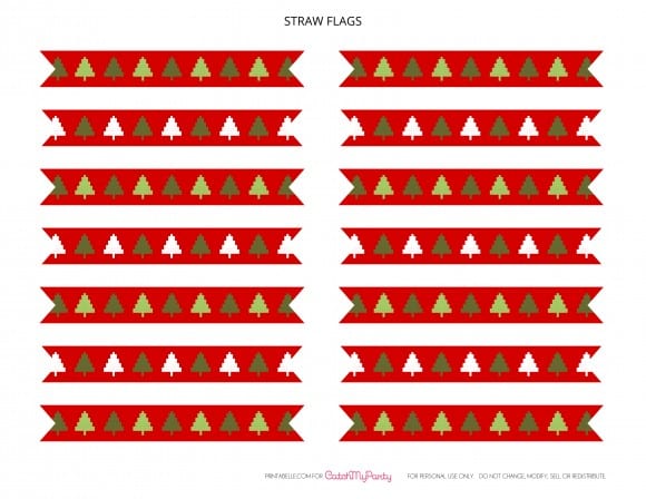 Free Ugly Sweater Party Printable Straw flags