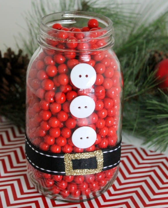 Santa Mason Jar DIY Candy | CatchMyParty.com