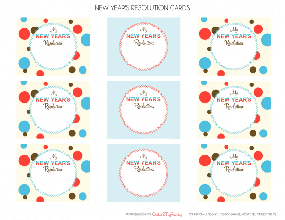 Free Printable New Year's Resolution Cards | CatchMyParty.com
