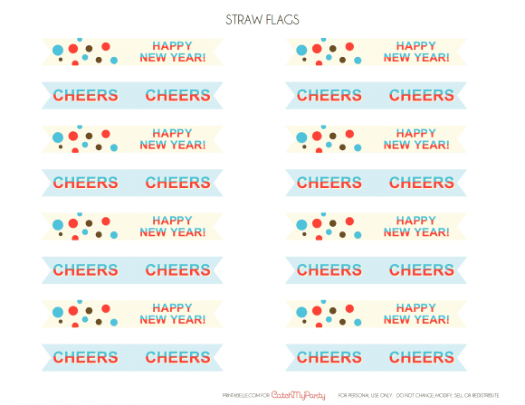Free New Year's Printable Drink Flags | CatchMyParty.com