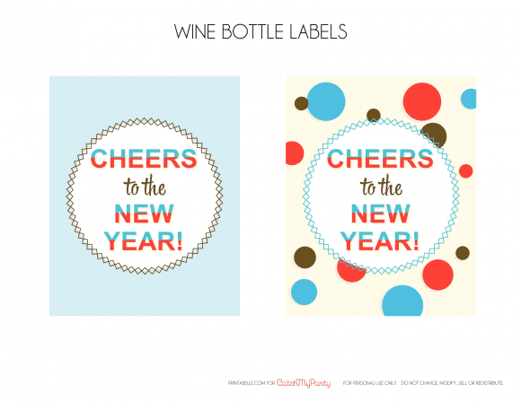 Free New Year's Printable Wine Labels | CatchMyParty.com