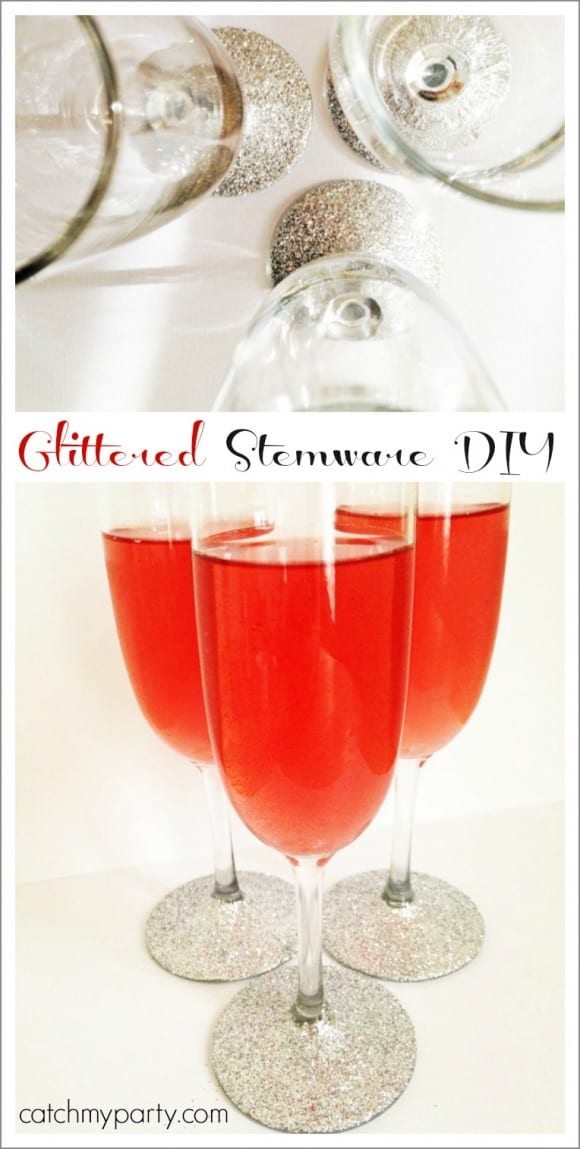 Learn to make these glittered flutes for New Year's Eve! CatchMyParty.com