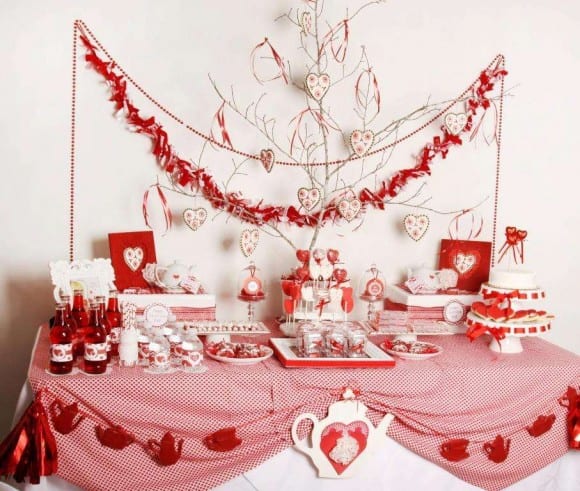 Red Love Dessert Table | CatchMyParty.com