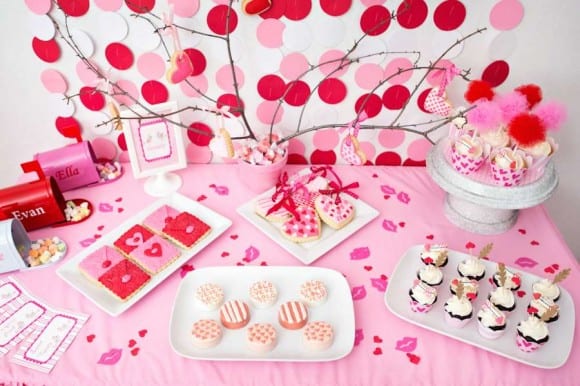 Pink and red Love Dessert Table | CatchMyParty.com