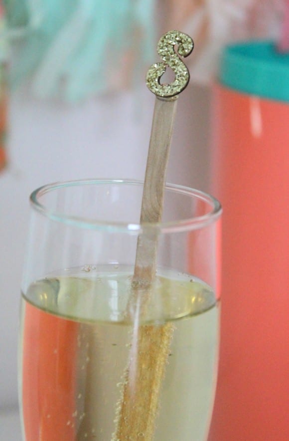 DIY Glittered Monogram Drink Stirrer | CatchMyParty.com