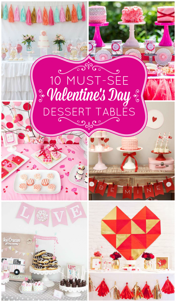 Collage of Valentine's Day Dessert Tables | CatchMyParty.com