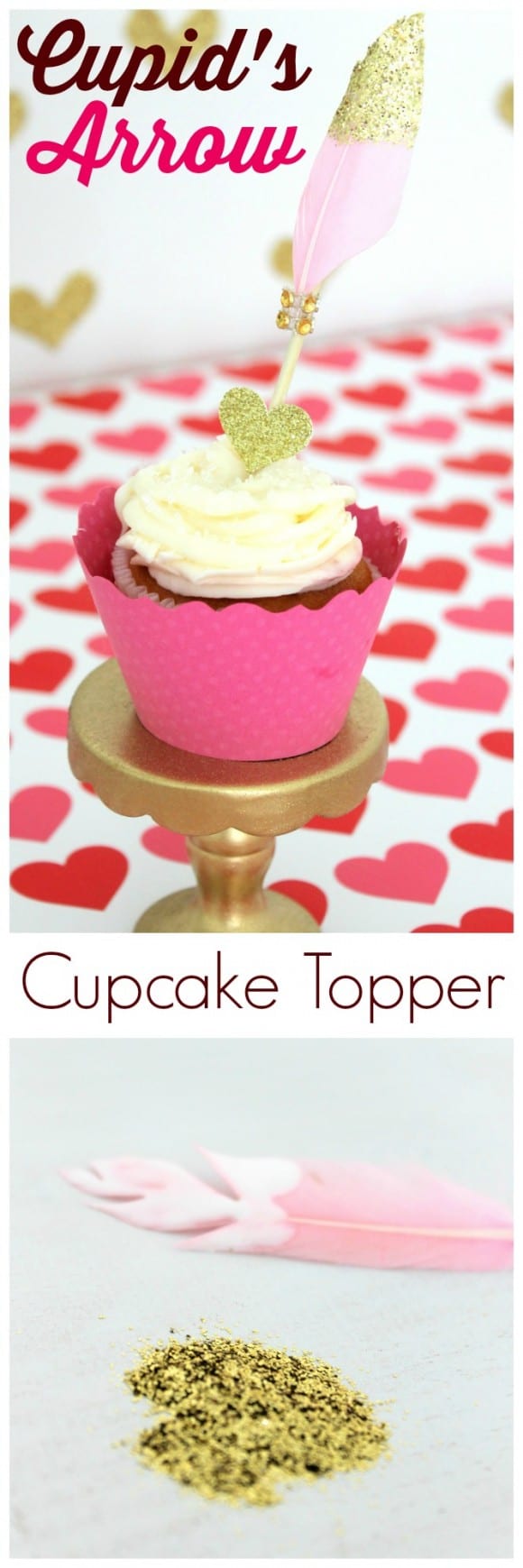 Valentine's Day Glittler Cupcake Topper DIY | CatchMyParty.com