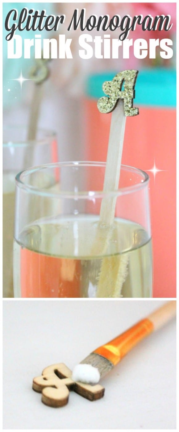 Glam Glitter Monogram Drink Stirrer DIY | CatchMyParty.com
