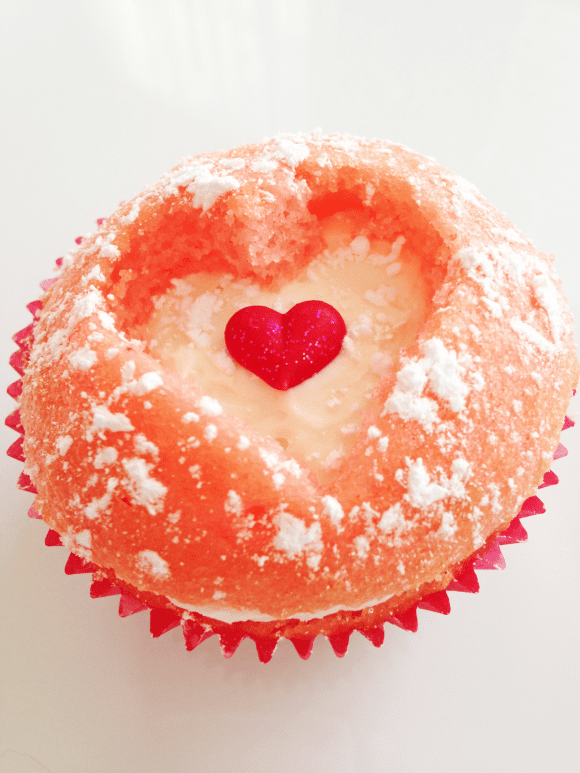 Cut Out Strawberry Heart Cupcakes | CatchMyParty.com