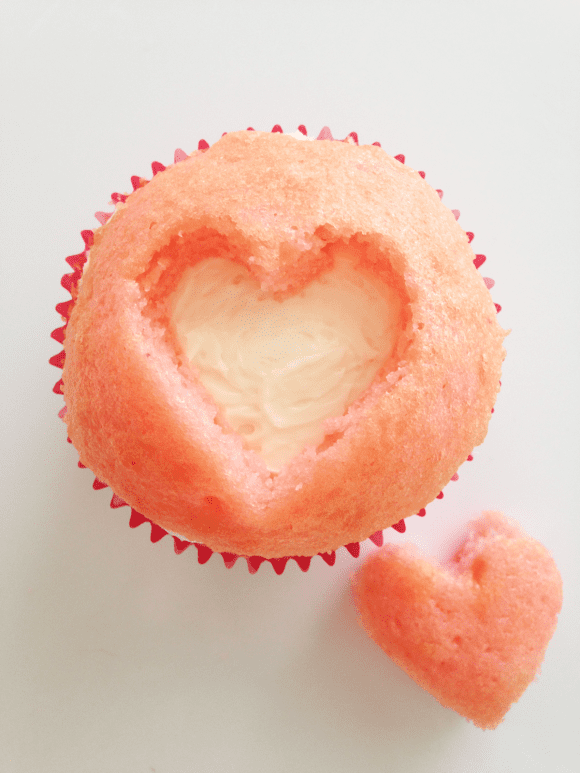 Strawberry Heart Cupcakes | CatchMyParty.com